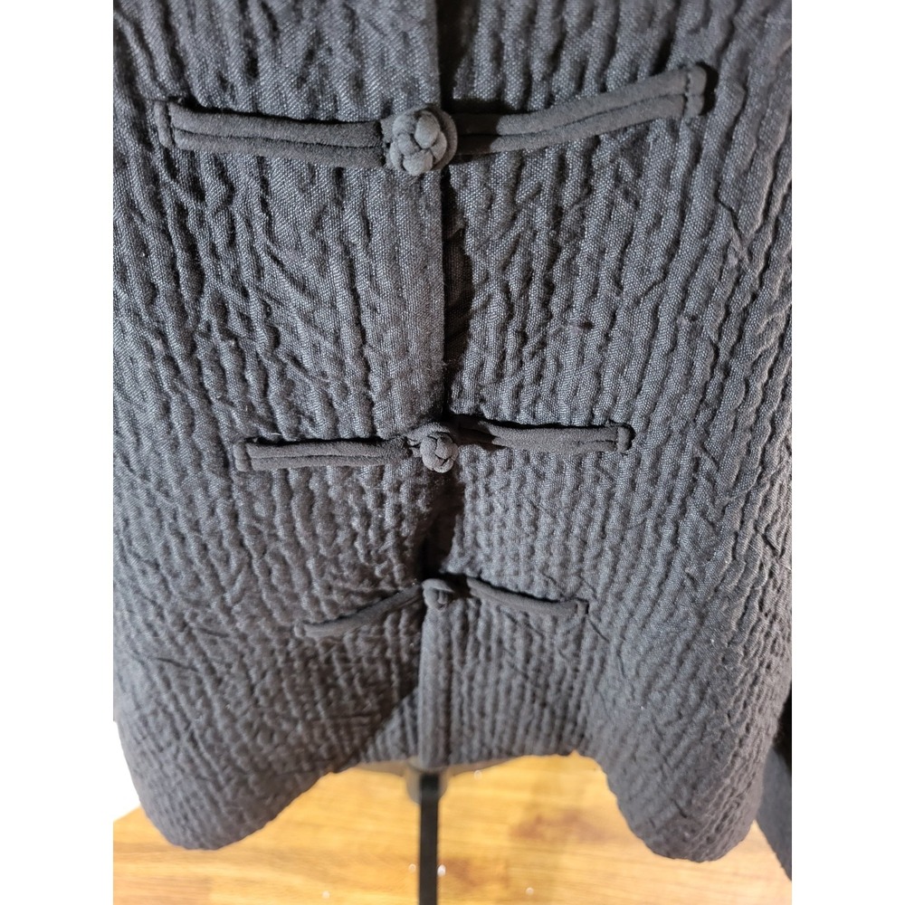 Eileen Fisher Size M Wool Linen Blend Textured Brown Mandarin Frog Closure - Picture 3 of 8